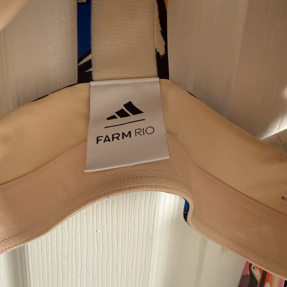 Farm Rio adidas Blue Multicolor Sports Bra medium support - Picture 3 of 5